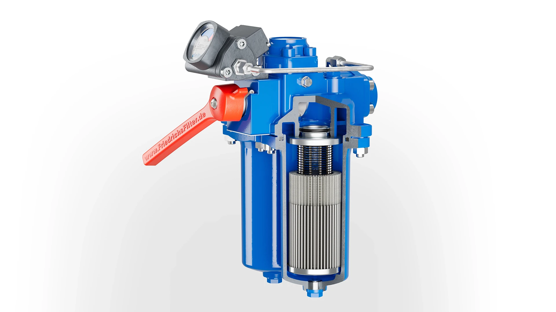 devoti.künne – CGI: fotorealistische 3D-Visualisierung eines Industriefilters. Hier: Blick ins Innere.