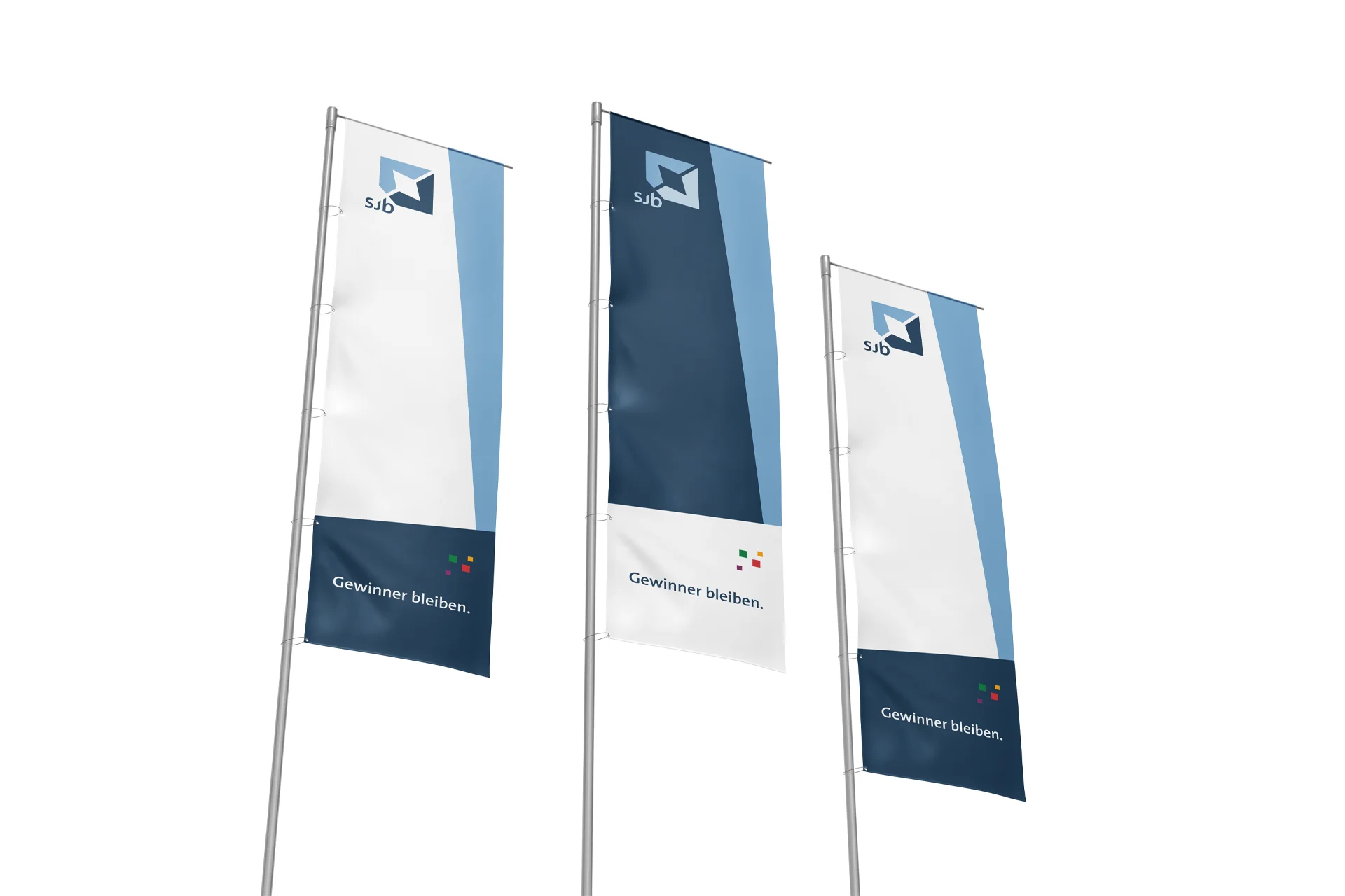 Mastflaggen zur Beflaggung des Betriebsgebäudes in Korschenbroich