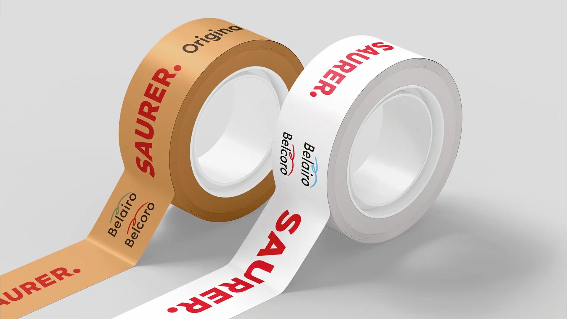 CGI 2 unterschiedliche Klebeband Rollen mit Markenaufdruck